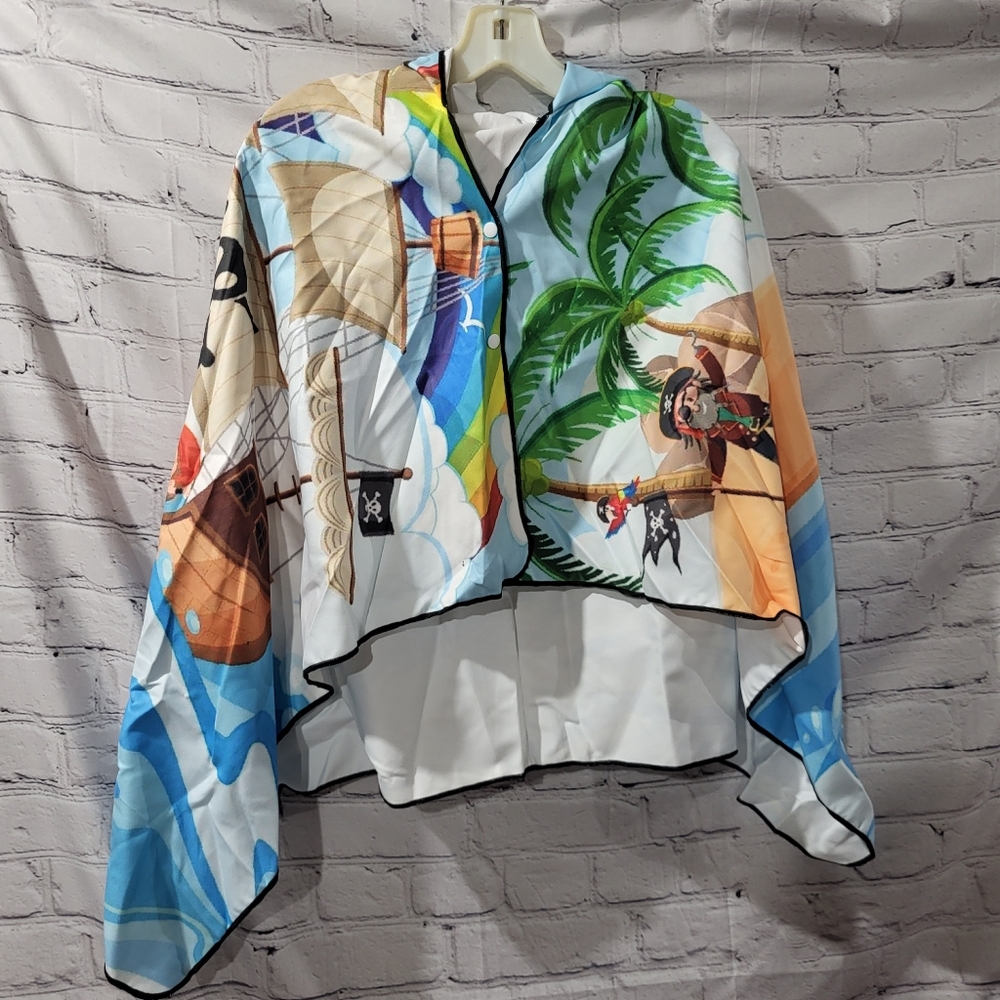 NWT Kids Beach Pirate Themed Hooded Towel microfiber
